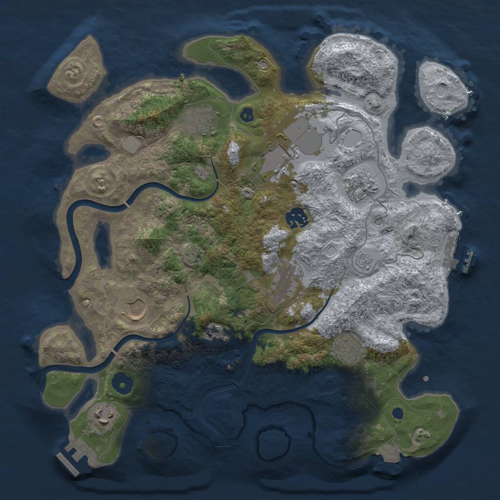 Rust Map: Procedural Map, Size: 3500, Seed: 7776677, 15 Monuments