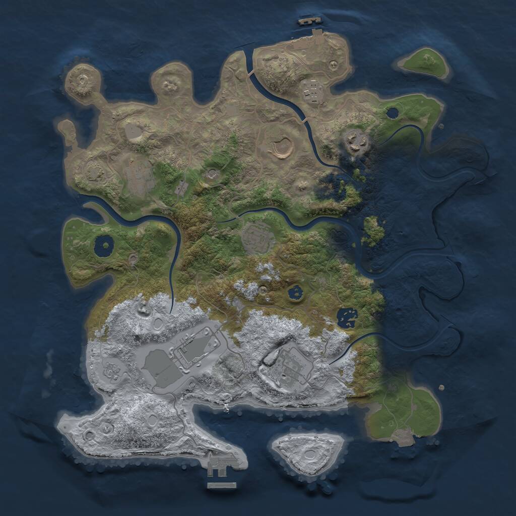 Rust Map: Procedural Map, Size: 3600, Seed: 580532, 14 Monuments