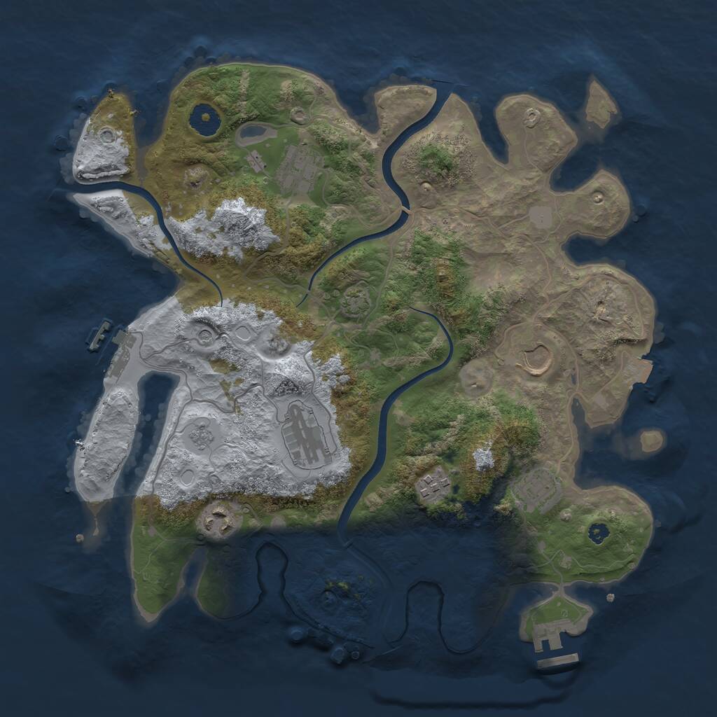 Rust Map: Procedural Map, Size: 3500, Seed: 1856974, 12 Monuments