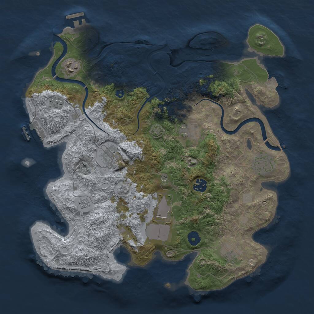 Rust Map: Procedural Map, Size: 3500, Seed: 777920668, 14 Monuments