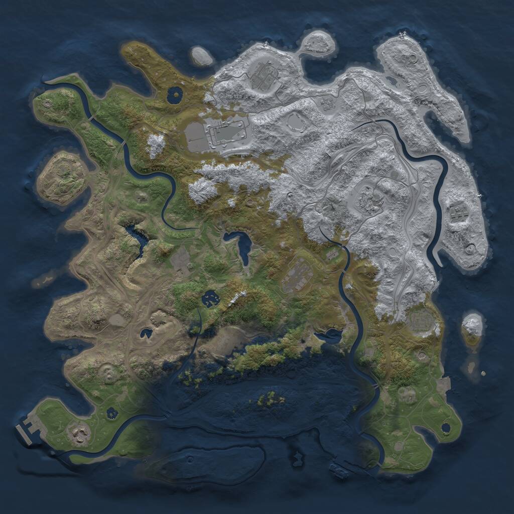 Rust Map: Procedural Map, Size: 4500, Seed: 96635, 16 Monuments