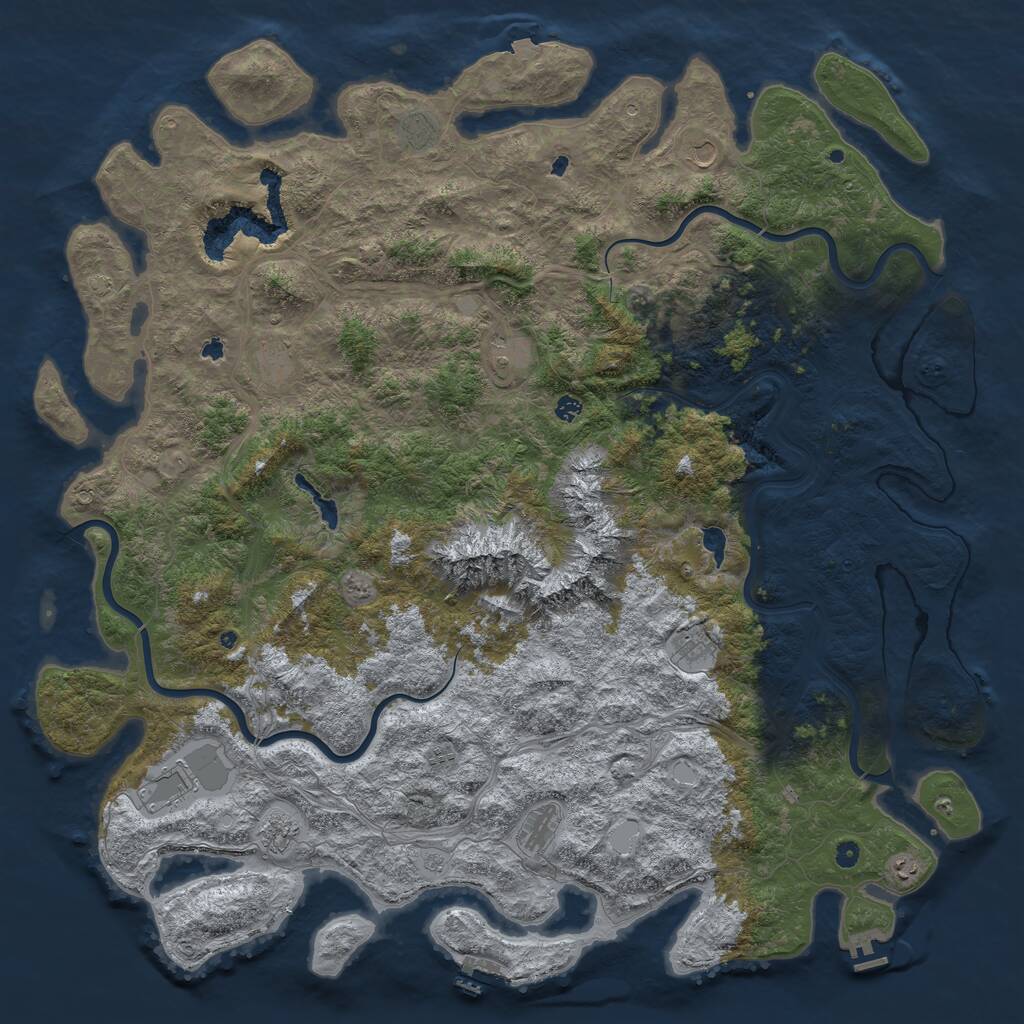 Rust Map: Procedural Map, Size: 6000, Seed: 914284569, 17 Monuments