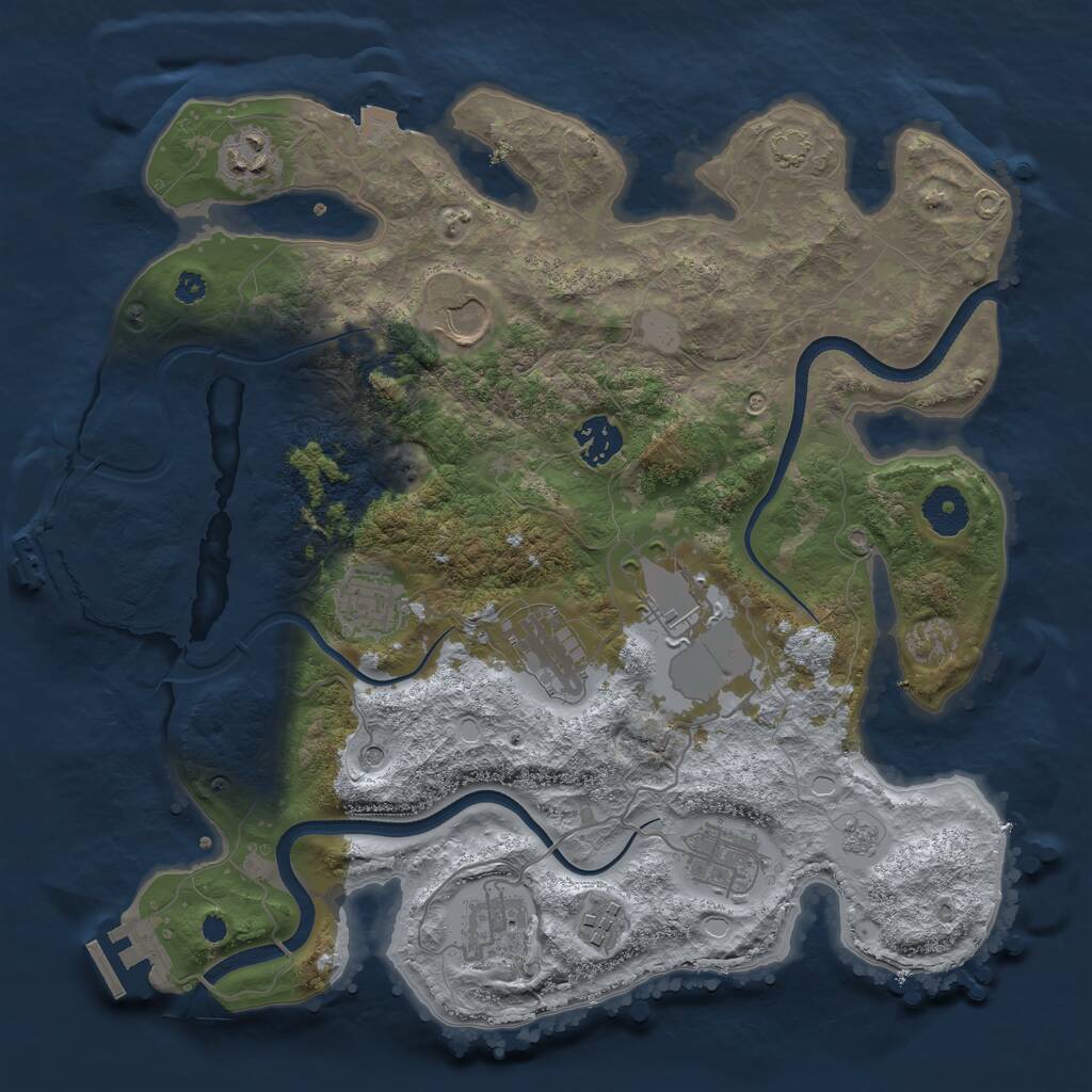 Rust Map: Procedural Map, Size: 3500, Seed: 1849126623, 15 Monuments
