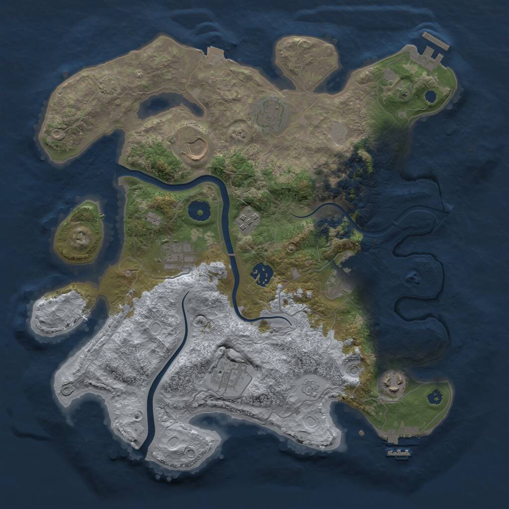 Rust Map: Procedural Map, Size: 3500, Seed: 54893712, 14 Monuments
