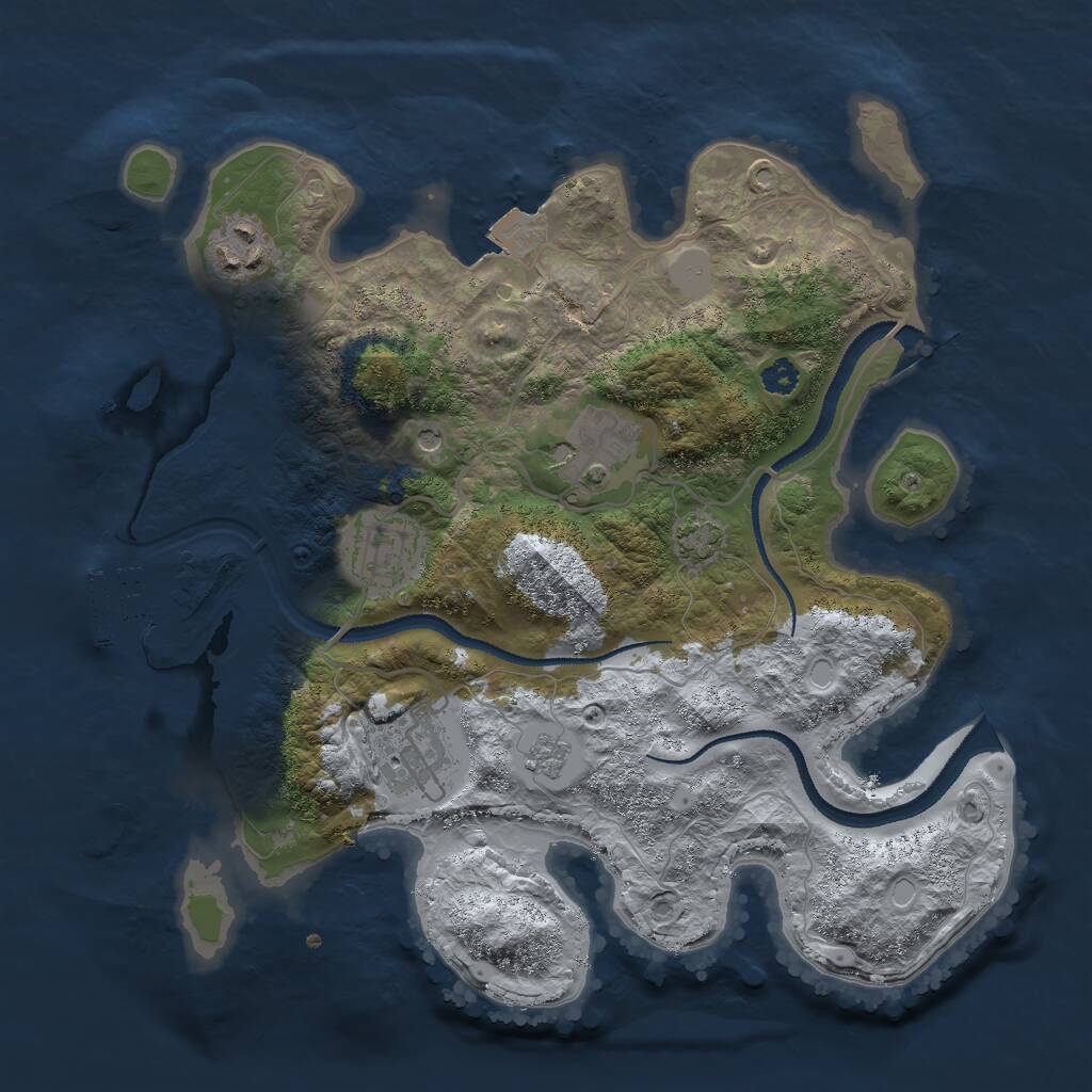 Rust Map: Procedural Map, Size: 3000, Seed: 518654523, 9 Monuments