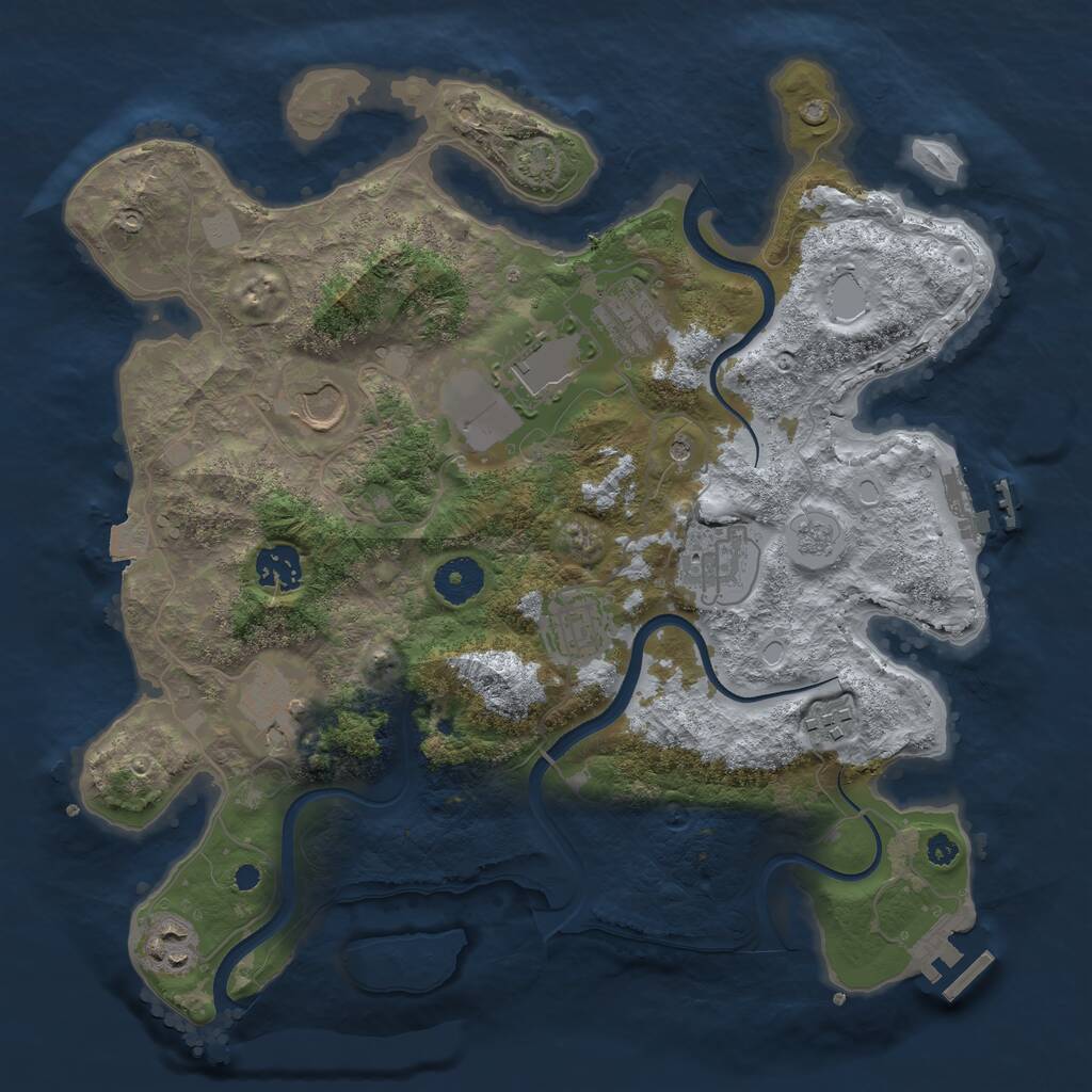 Rust Map: Procedural Map, Size: 3500, Seed: 1943488048, 15 Monuments