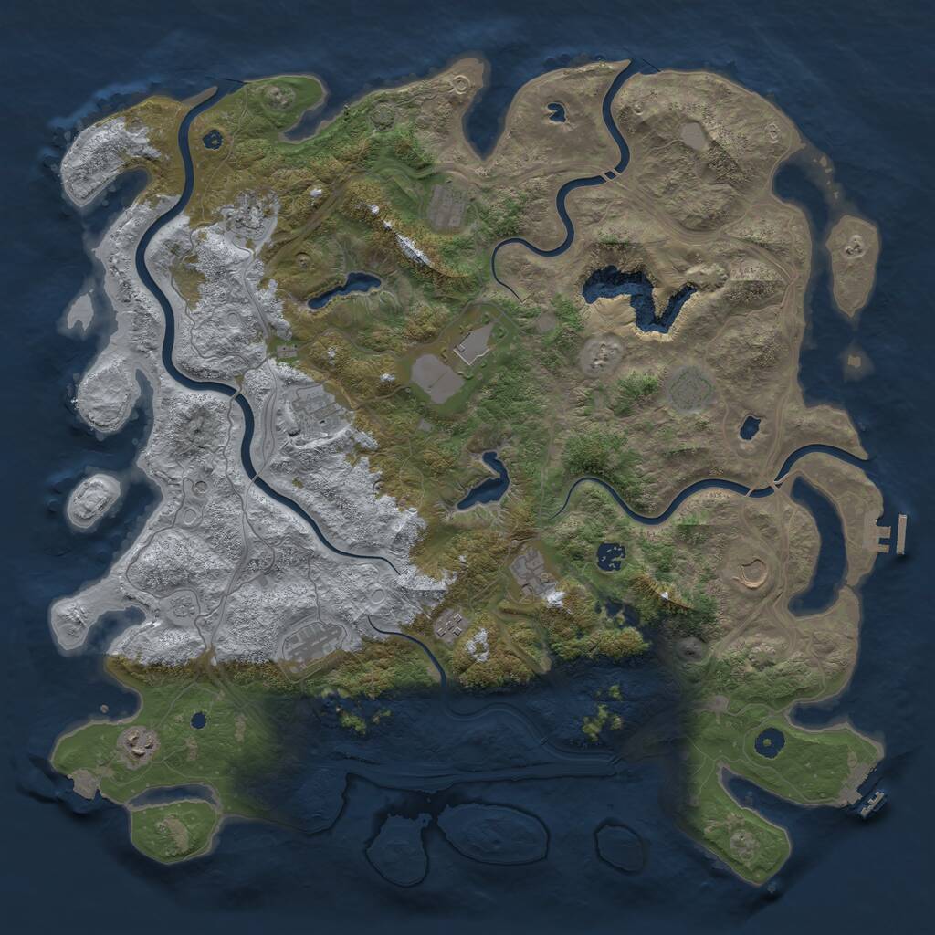 Rust Map: Procedural Map, Size: 4800, Seed: 929427957, 17 Monuments