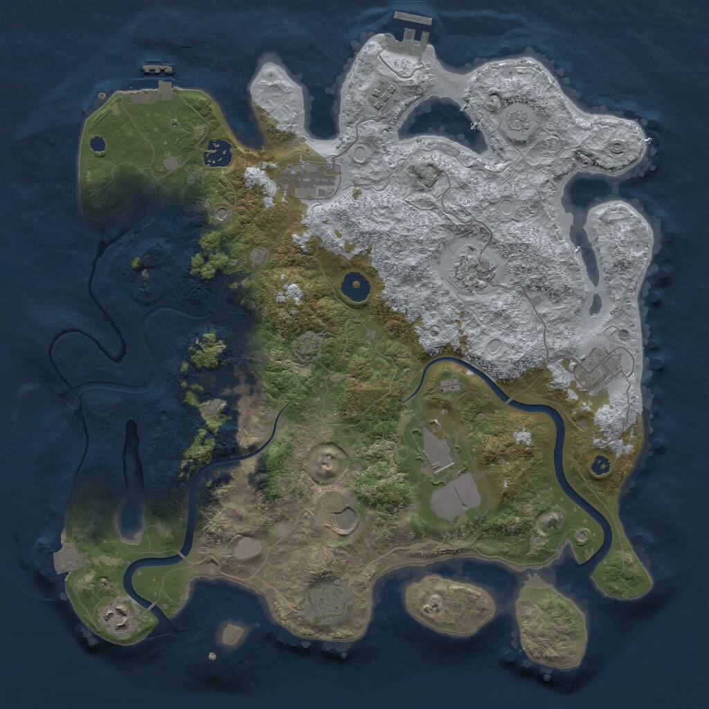 Rust Map: Procedural Map, Size: 3750, Seed: 355301187, 16 Monuments