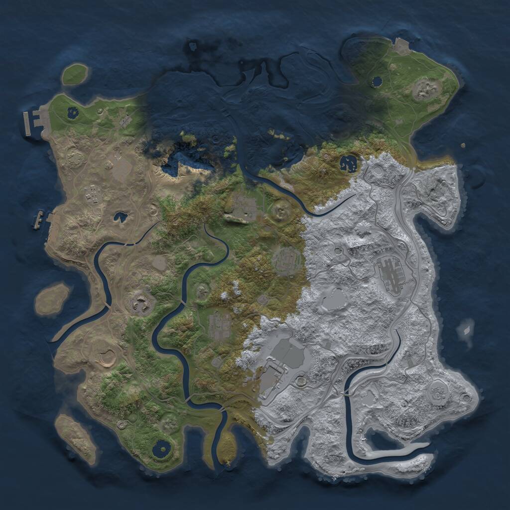 Rust Map: Procedural Map, Size: 4250, Seed: 837775557, 16 Monuments