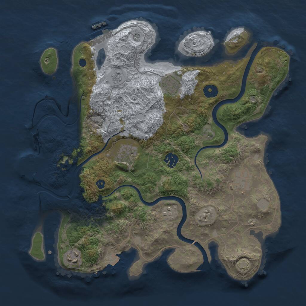 Rust Map: Procedural Map, Size: 3300, Seed: 842337377, 12 Monuments
