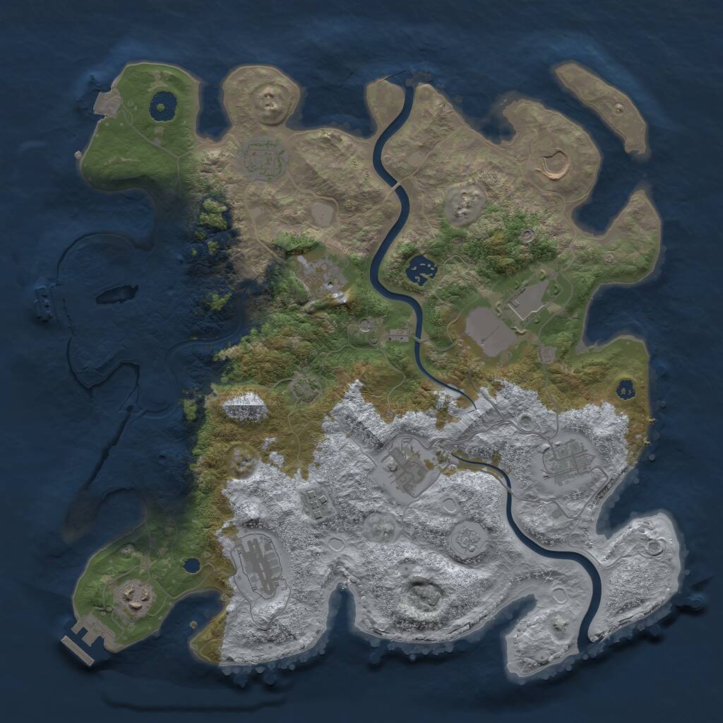 Rust Map: Procedural Map, Size: 3750, Seed: 1159483930, 16 Monuments