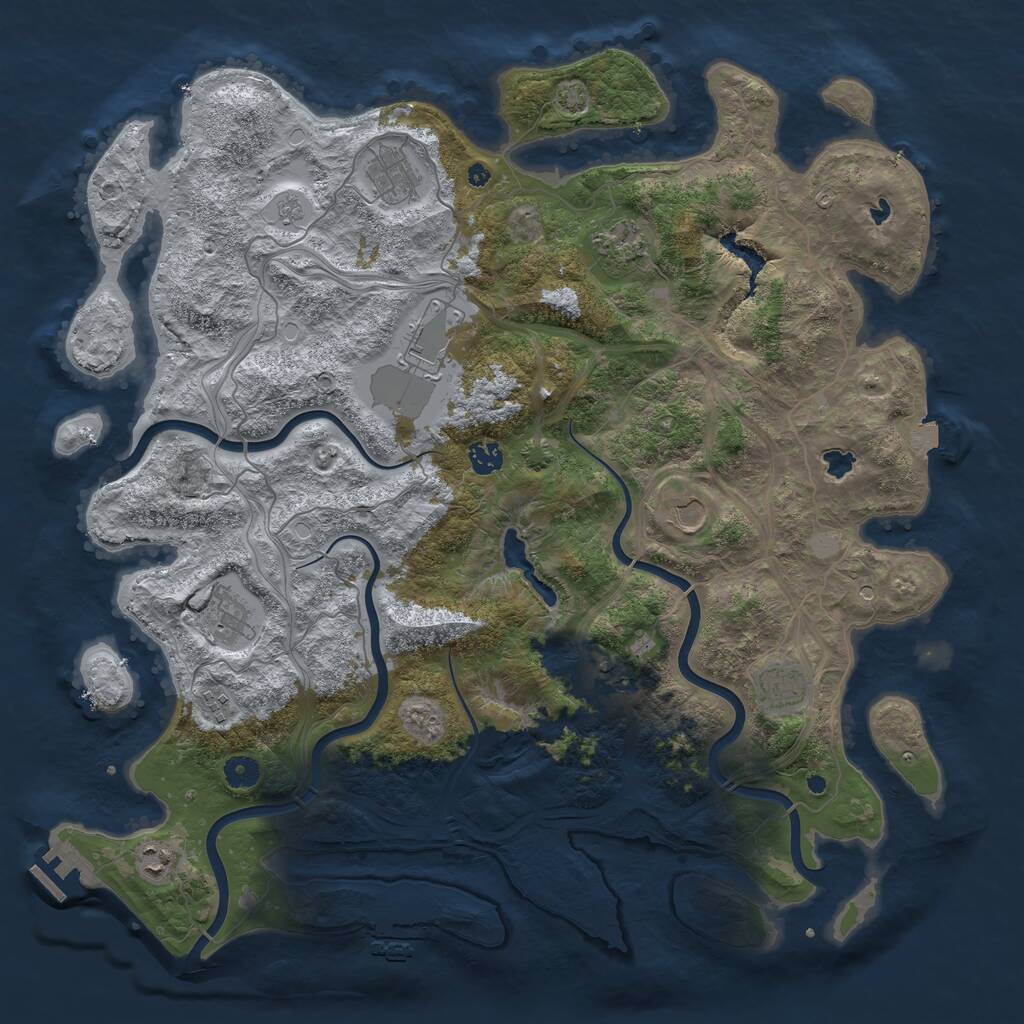 Rust Map: Procedural Map, Size: 4500, Seed: 1855816893, 16 Monuments