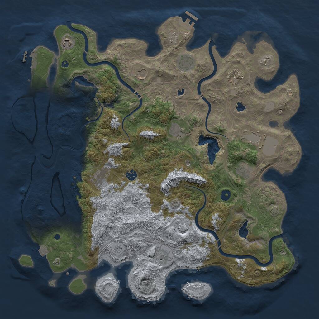 Rust Map: Procedural Map, Size: 4500, Seed: 877485319, 17 Monuments