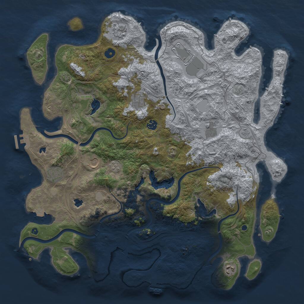 Rust Map: Procedural Map, Size: 4500, Seed: 1015691397, 15 Monuments