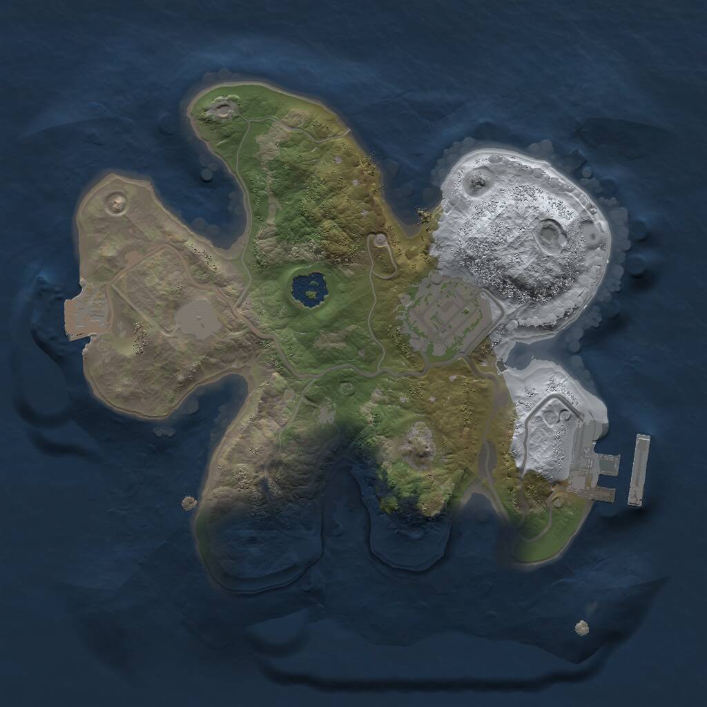 Rust Map: Procedural Map, Size: 2000, Seed: 1002782380, 3 Monuments