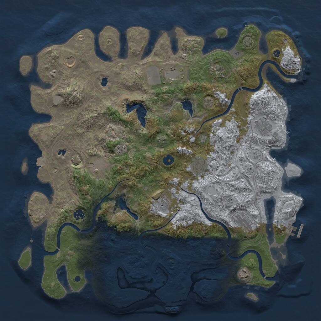 Rust Map: Procedural Map, Size: 4500, Seed: 1703336850, 17 Monuments