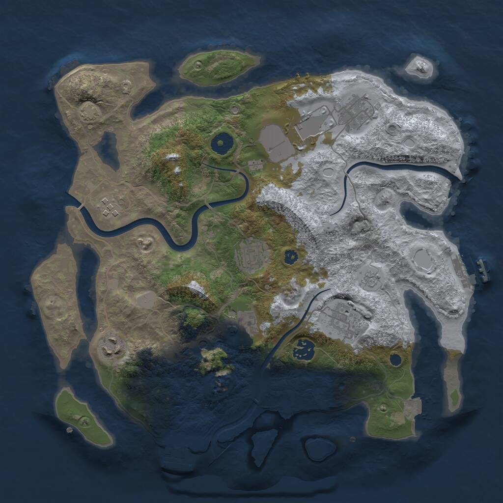 Rust Map: Procedural Map, Size: 3500, Seed: 765640818, 14 Monuments