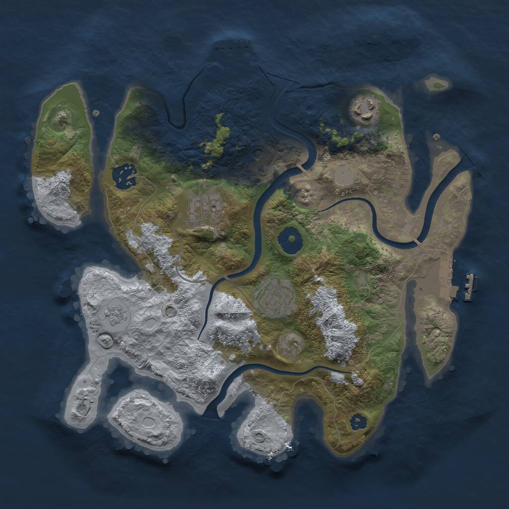 Rust Map: Procedural Map, Size: 3000, Seed: 13023, 9 Monuments