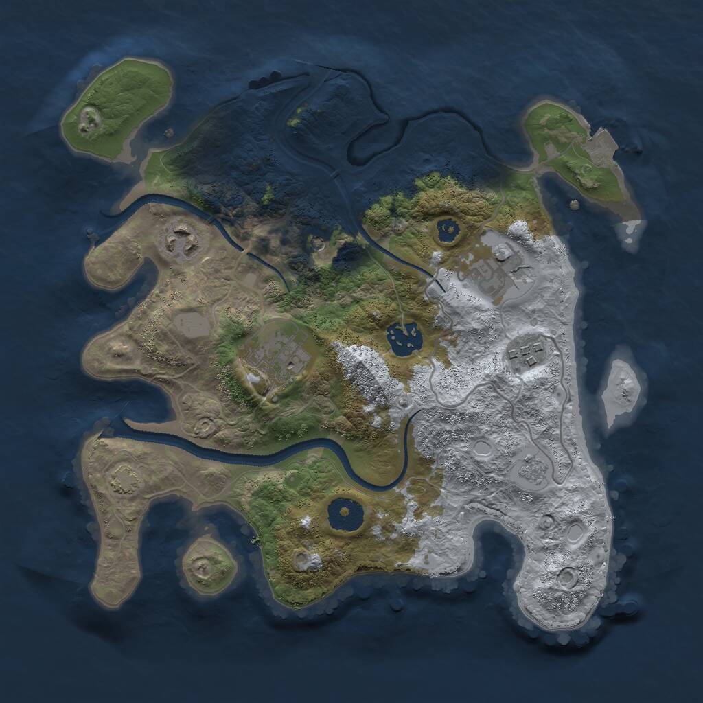 Rust Map: Procedural Map, Size: 3000, Seed: 787878778, 9 Monuments