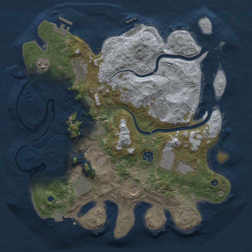 Rust Map: Procedural Map, Size: 3500, Seed: 1554852, 15 Monuments
