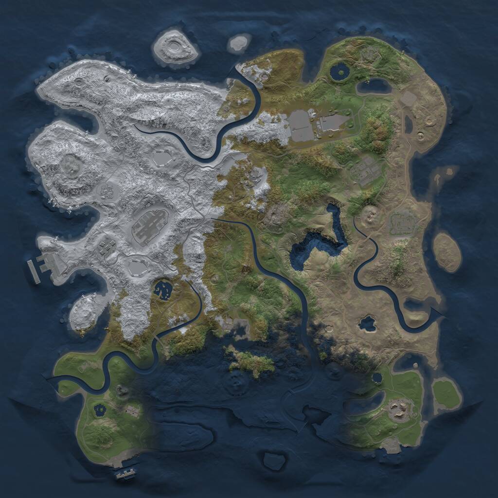 Rust Map: Procedural Map, Size: 4050, Seed: 1717474401, 15 Monuments