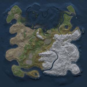 Thumbnail Rust Map: Procedural Map, Size: 3500, Seed: 1691368415, 14 Monuments