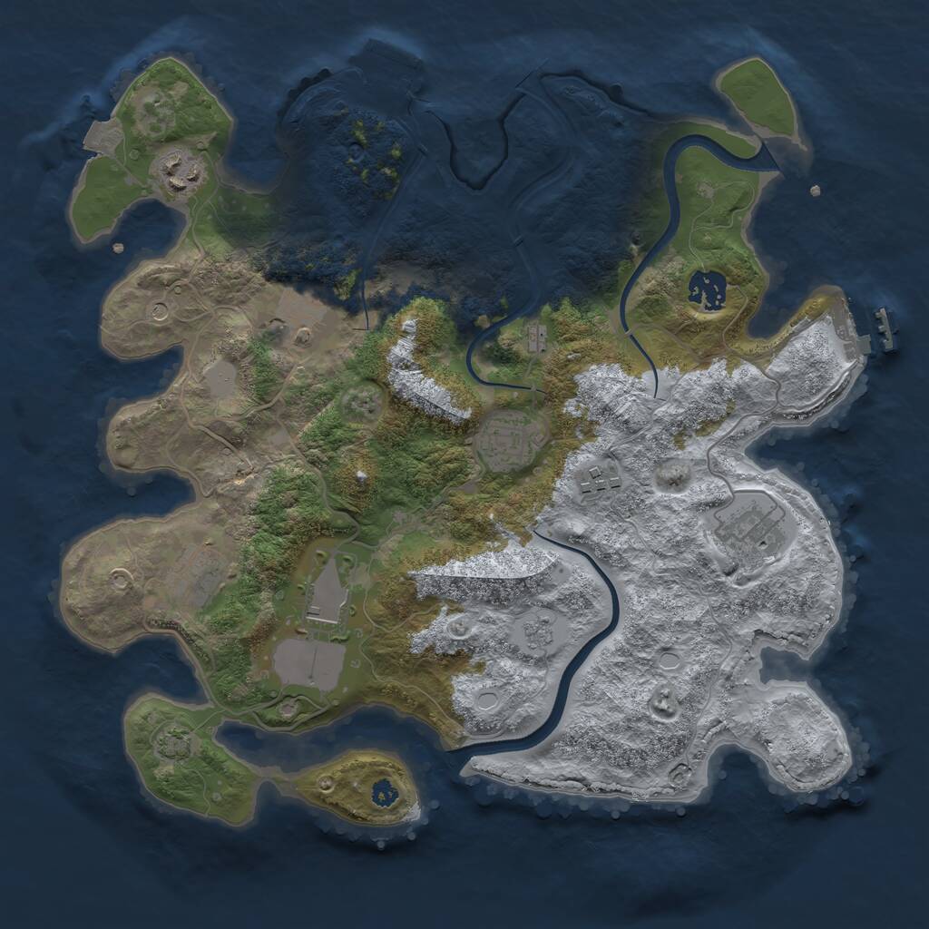 Rust Map: Procedural Map, Size: 3500, Seed: 1691368415, 14 Monuments