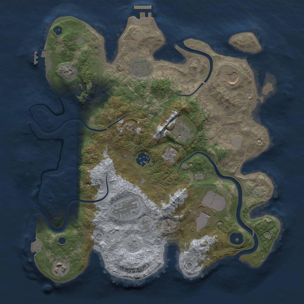 Rust Map: Procedural Map, Size: 3500, Seed: 1939956131, 14 Monuments