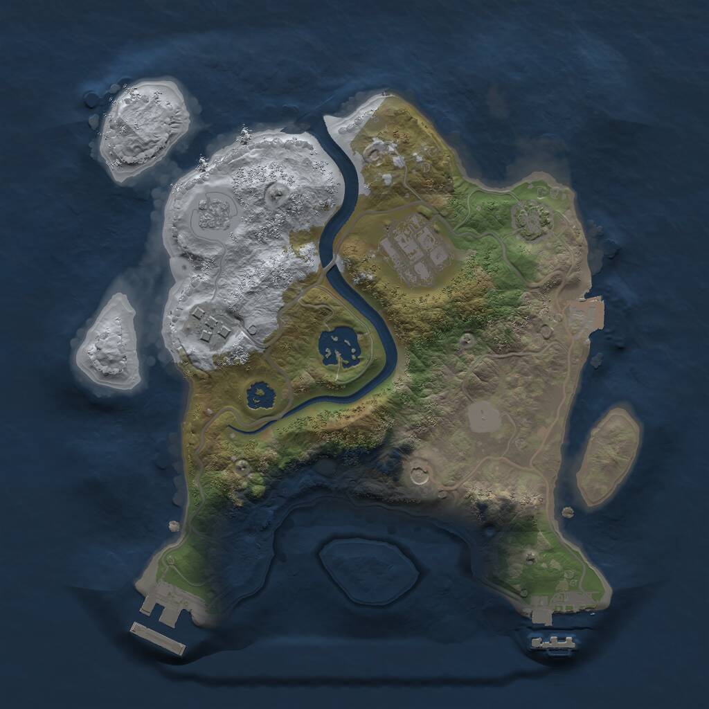 Rust Map: Procedural Map, Size: 2500, Seed: 78463456, 9 Monuments