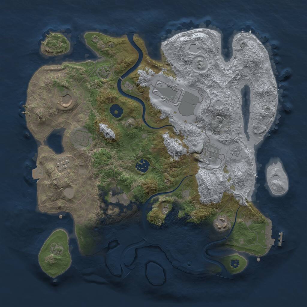 Rust Map: Procedural Map, Size: 3500, Seed: 1370221031, 13 Monuments