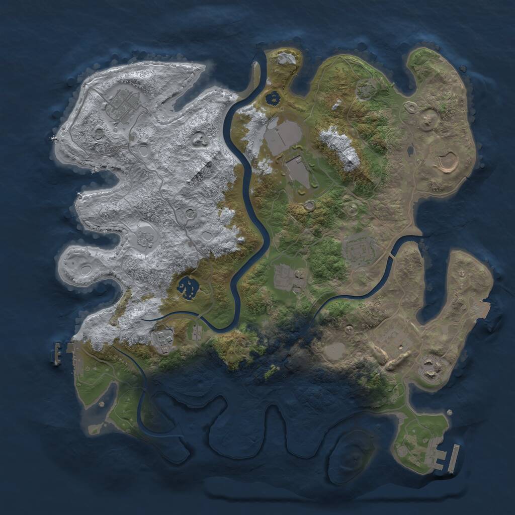 Rust Map: Procedural Map, Size: 3600, Seed: 1581620874, 15 Monuments