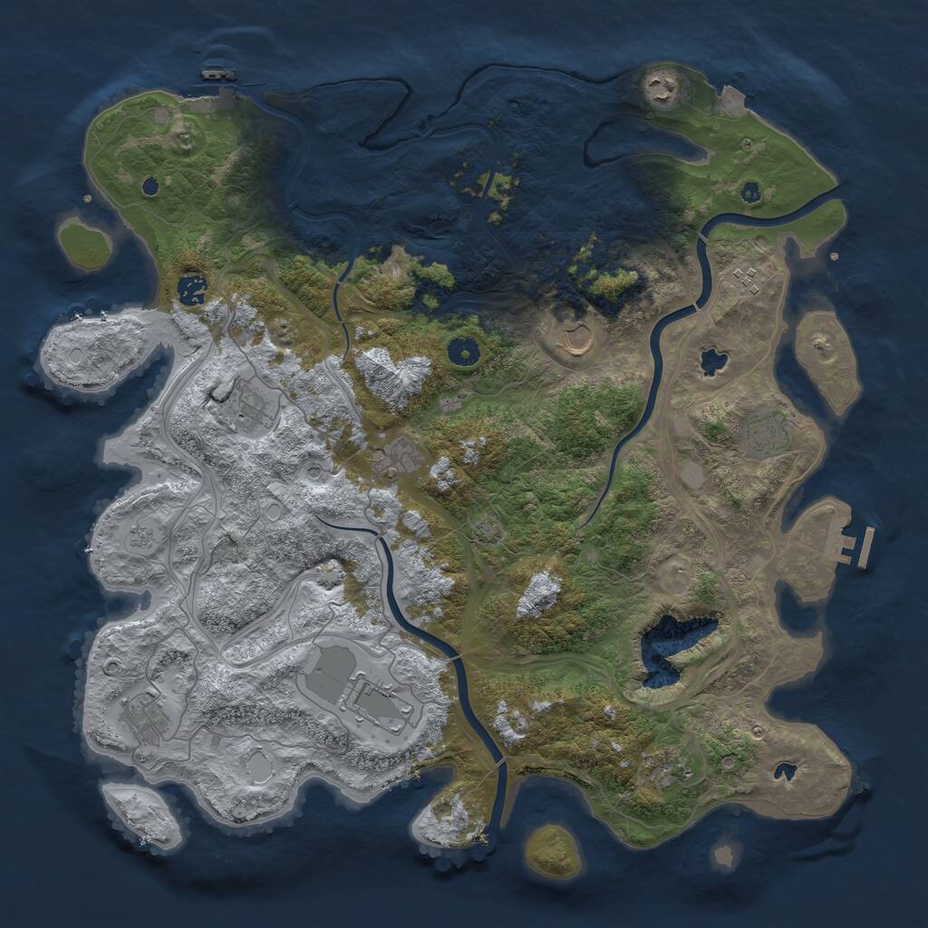 Rust Map: Procedural Map, Size: 4500, Seed: 667255355, 16 Monuments