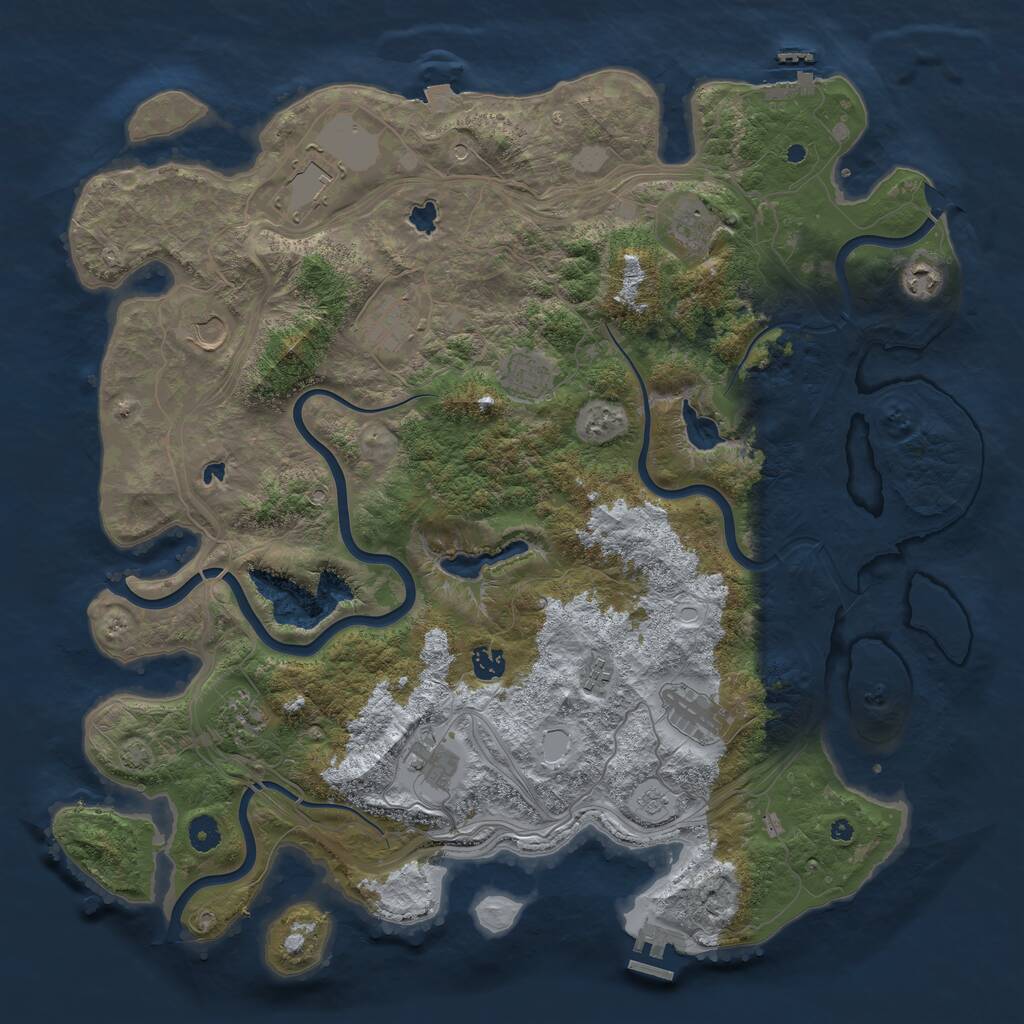 Rust Map: Procedural Map, Size: 4500, Seed: 663008107, 17 Monuments