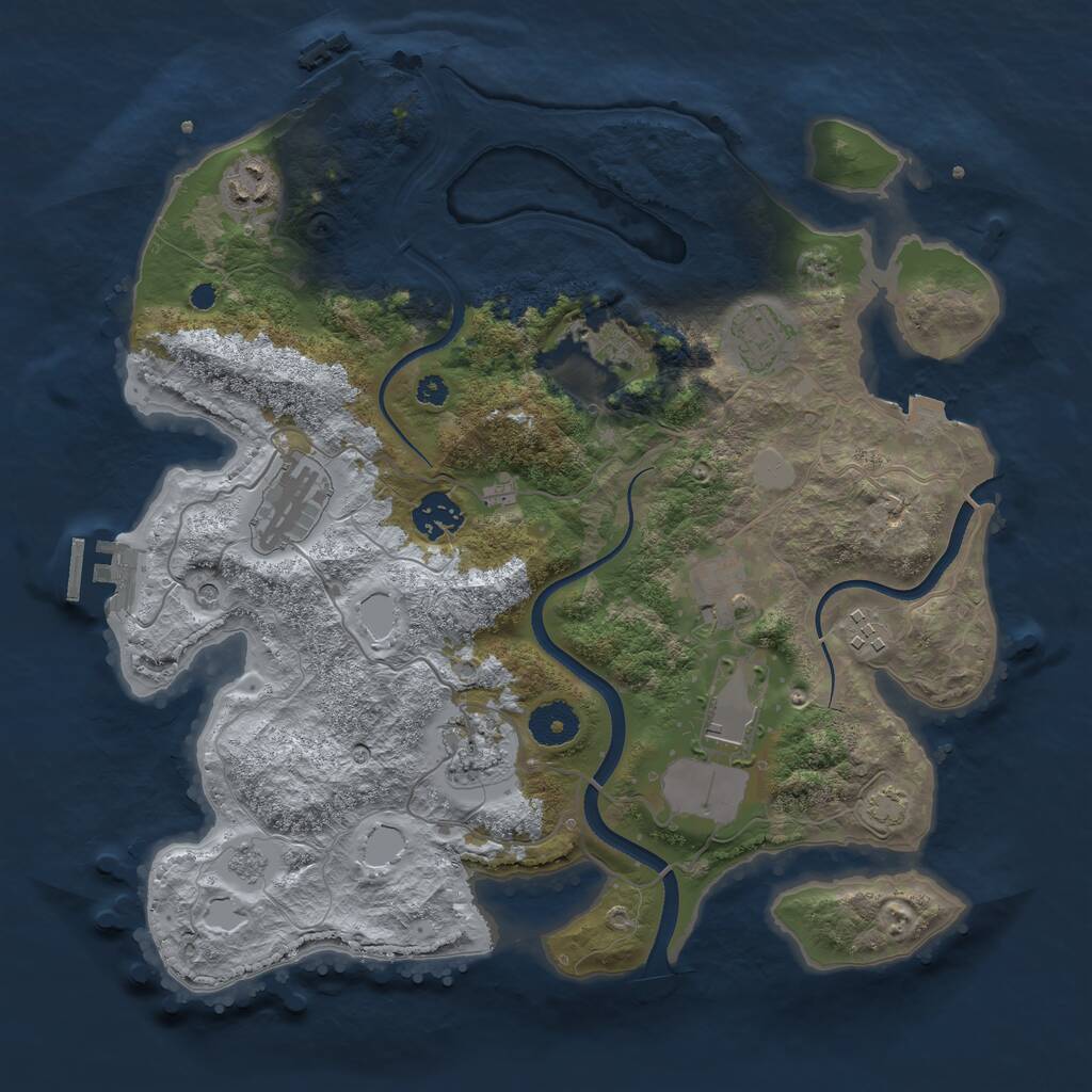 Rust Map: Procedural Map, Size: 3500, Seed: 377654640, 15 Monuments