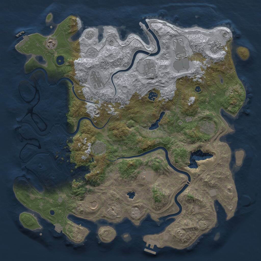 Rust Map: Procedural Map, Size: 4400, Seed: 7703525, 17 Monuments