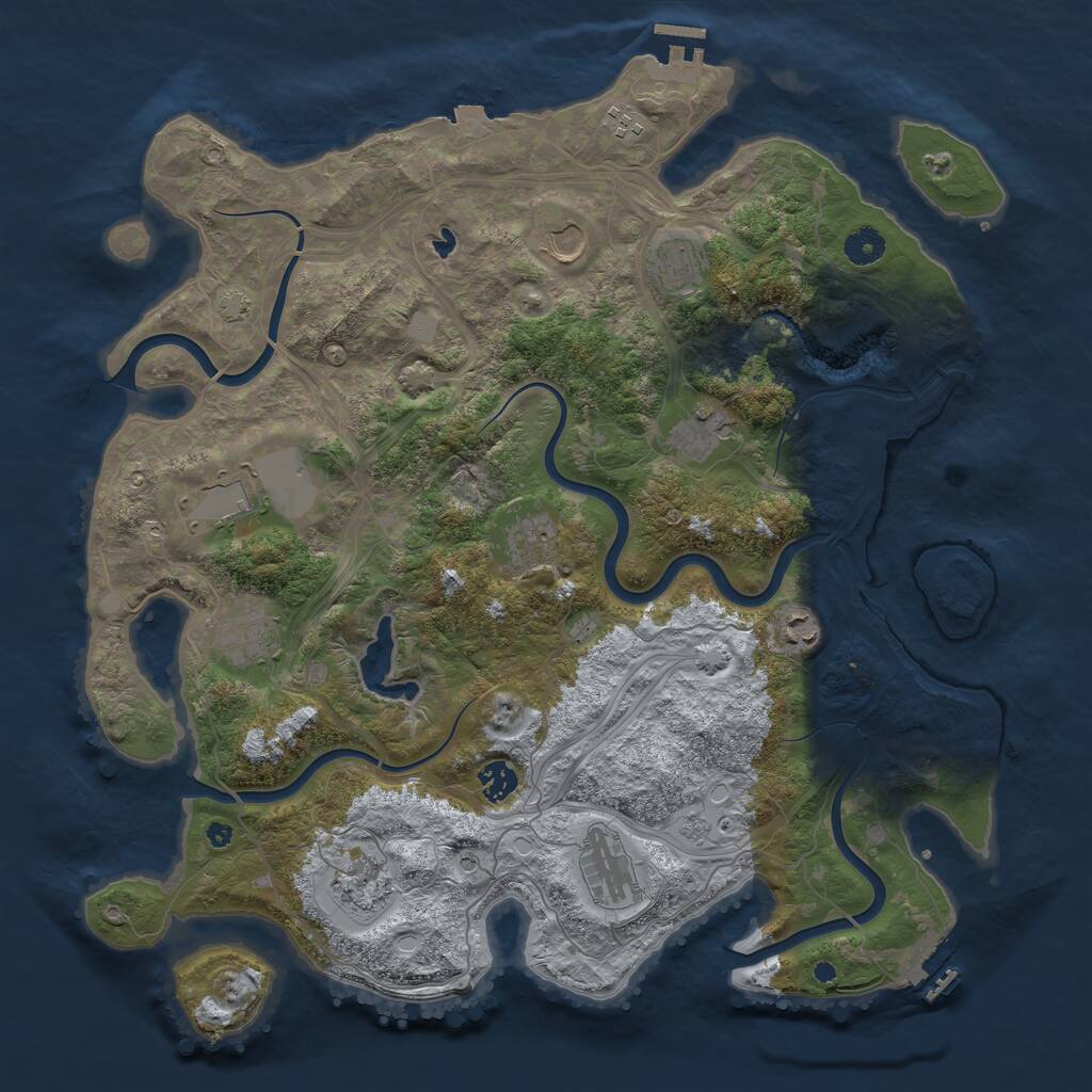 Rust Map: Procedural Map, Size: 4250, Seed: 750261293, 17 Monuments