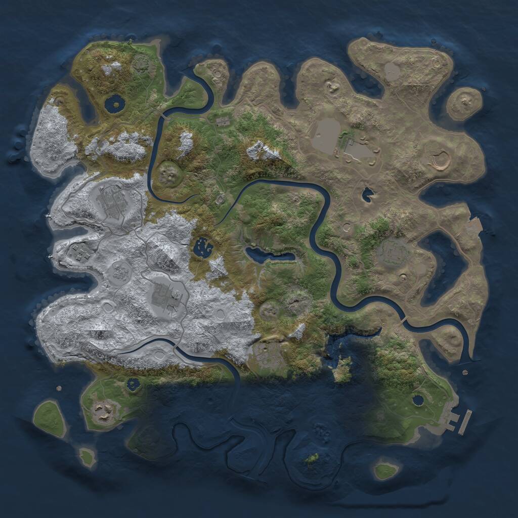 Rust Map: Procedural Map, Size: 4000, Seed: 1106453528, 14 Monuments