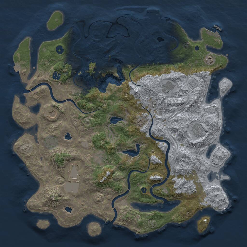 Rust Map: Procedural Map, Size: 4500, Seed: 2136992, 16 Monuments