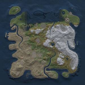 Thumbnail Rust Map: Procedural Map, Size: 3750, Seed: 716611, 17 Monuments