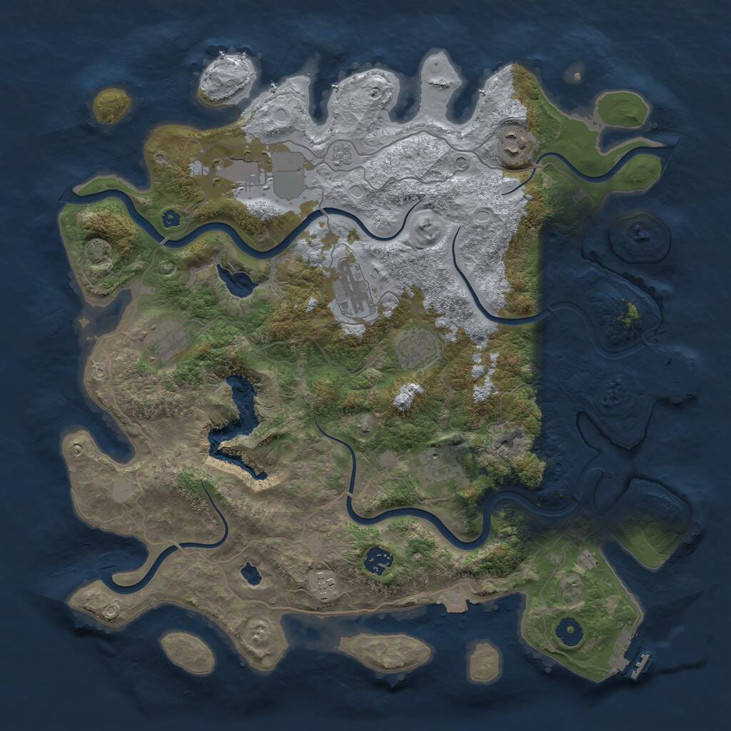 Rust Map: Procedural Map, Size: 4050, Seed: 442064764, 14 Monuments