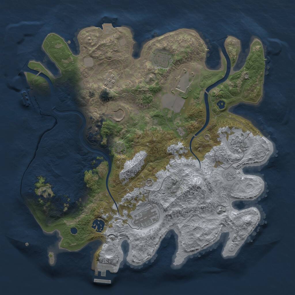 Rust Map: Procedural Map, Size: 3500, Seed: 2800000, 13 Monuments