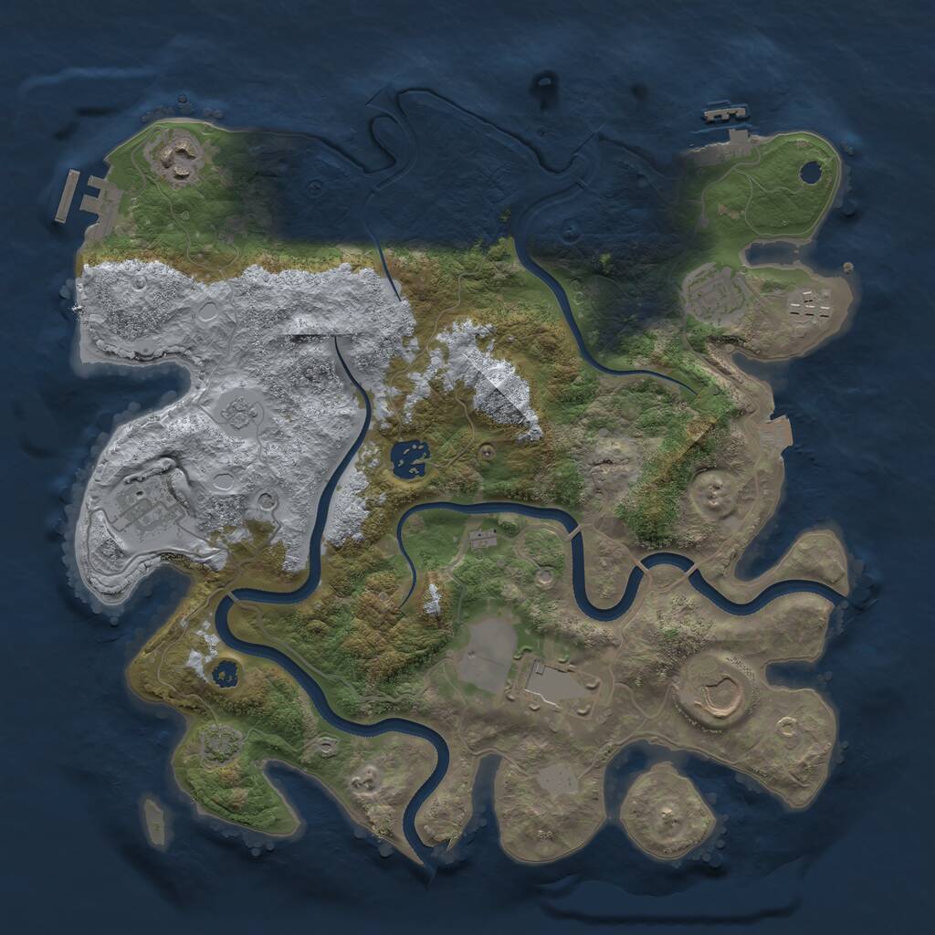 Rust Map: Procedural Map, Size: 3500, Seed: 196303800, 13 Monuments