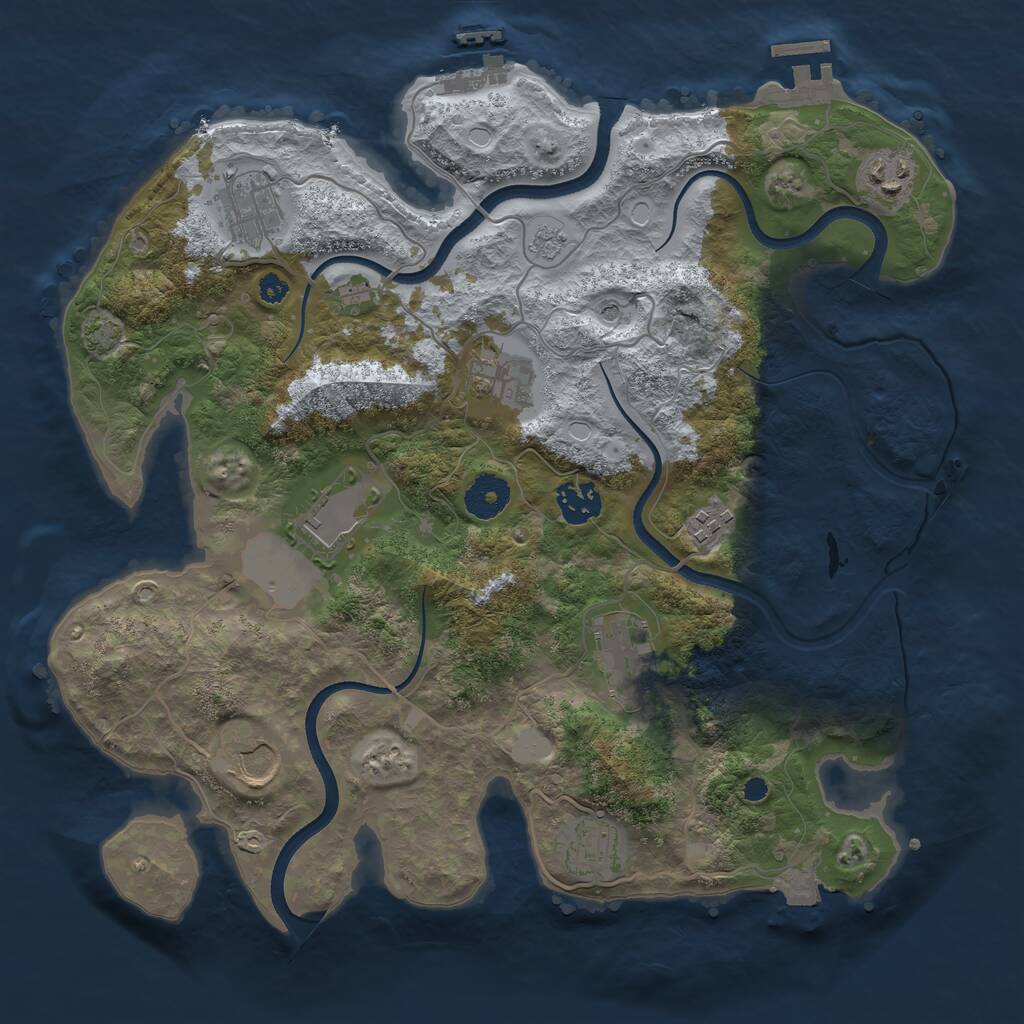 Rust Map: Procedural Map, Size: 3500, Seed: 1408755985, 15 Monuments