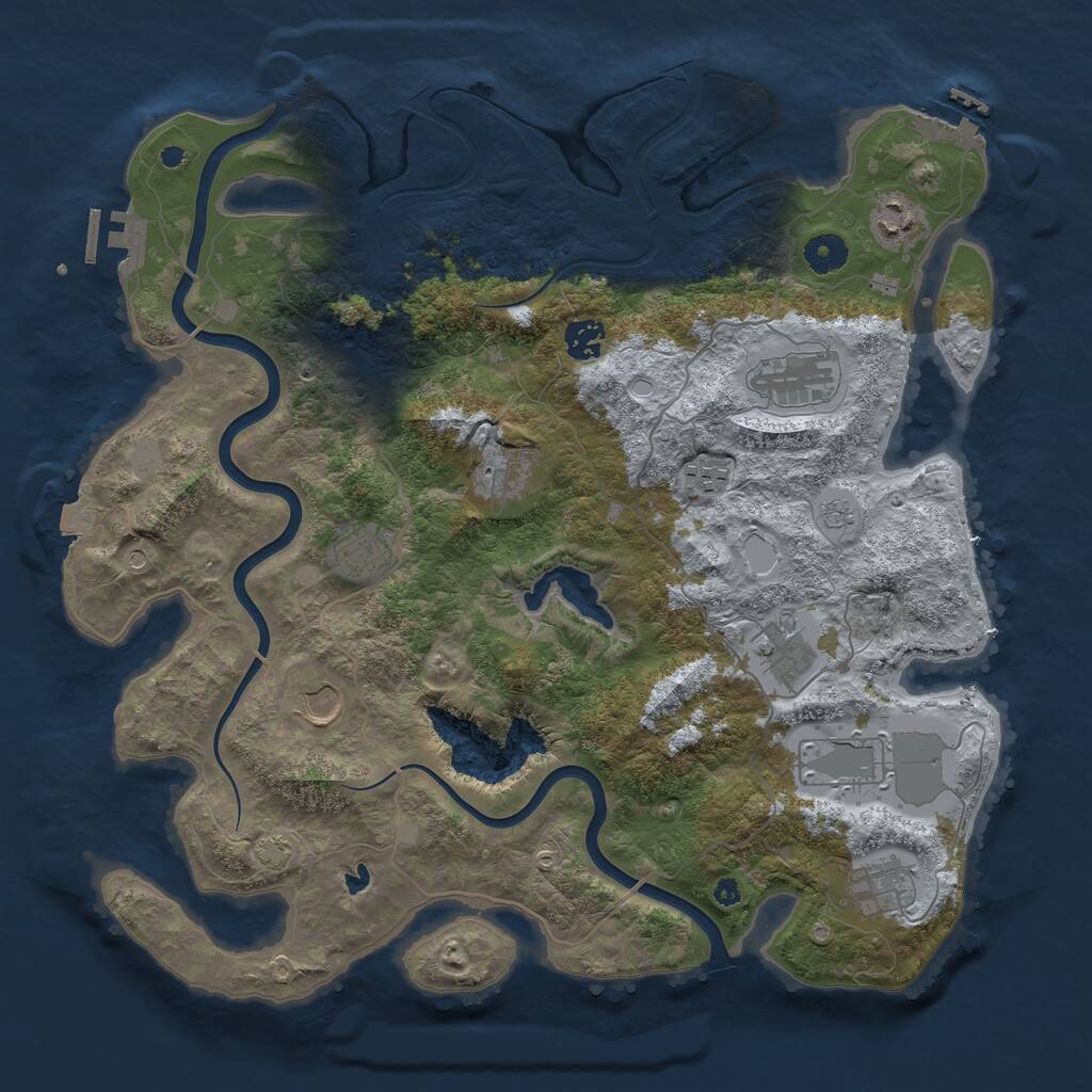 Rust Map: Procedural Map, Size: 4000, Seed: 2469951, 16 Monuments