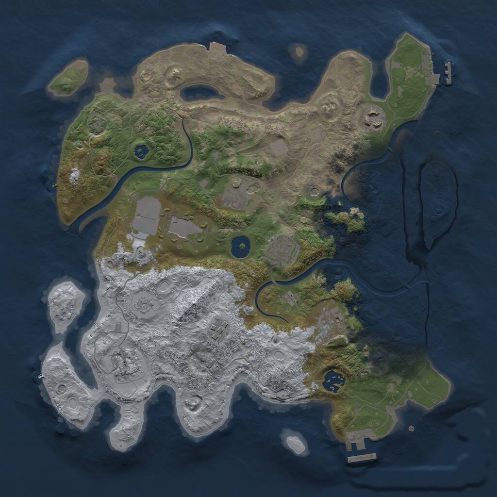 Rust Map: Procedural Map, Size: 3500, Seed: 444411, 14 Monuments
