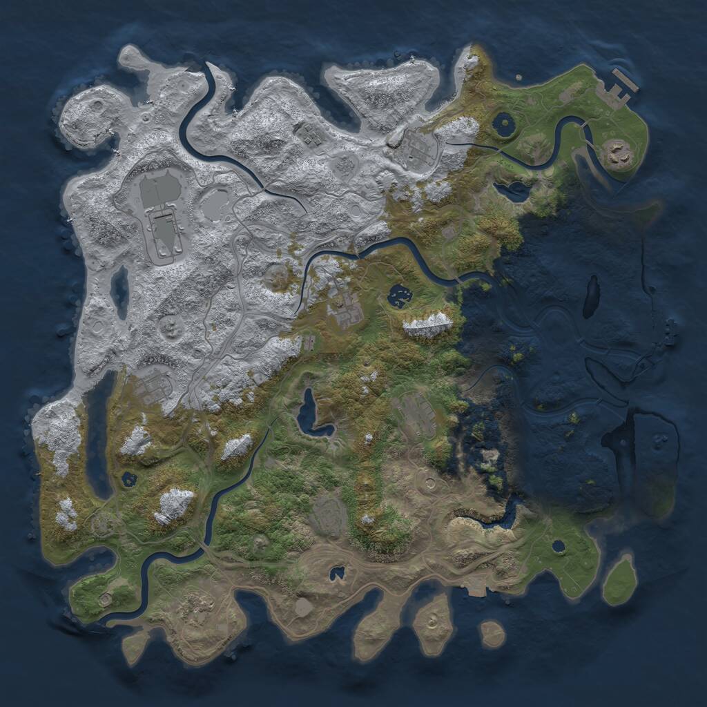 Rust Map: Procedural Map, Size: 4600, Seed: 51369, 16 Monuments