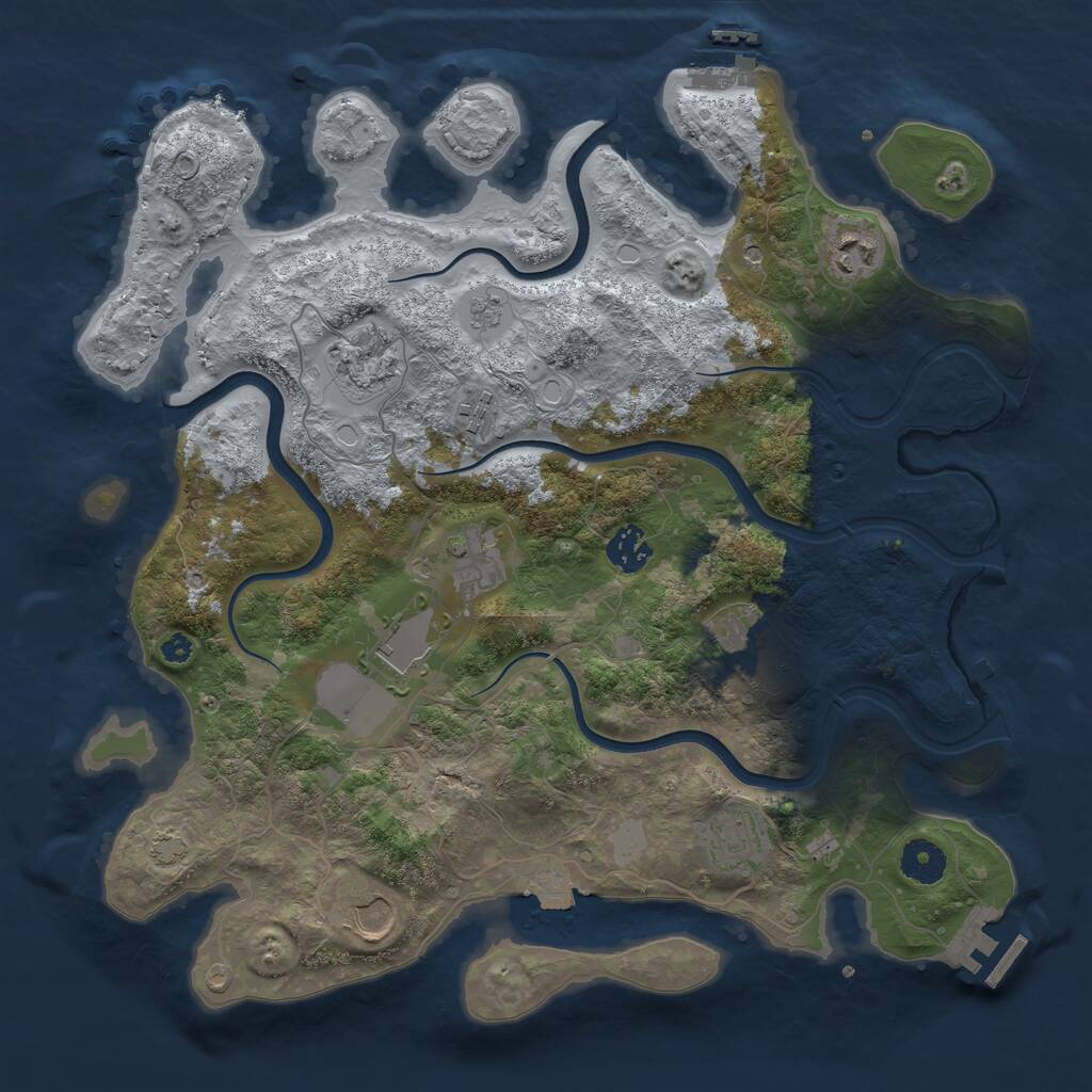 Rust Map: Procedural Map, Size: 3700, Seed: 2078046627, 15 Monuments