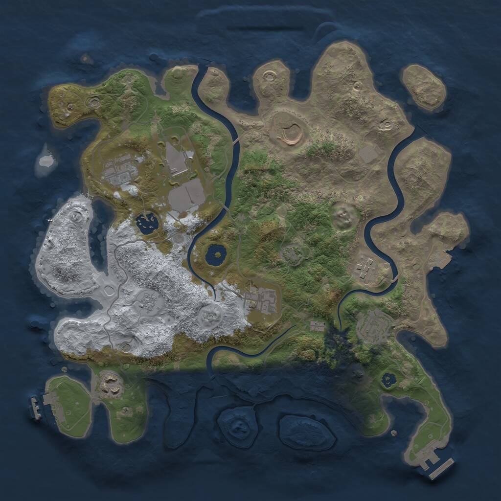 Rust Map: Procedural Map, Size: 3500, Seed: 829046785, 14 Monuments