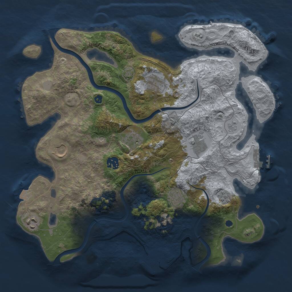 Rust Map: Procedural Map, Size: 3500, Seed: 1123925868, 14 Monuments