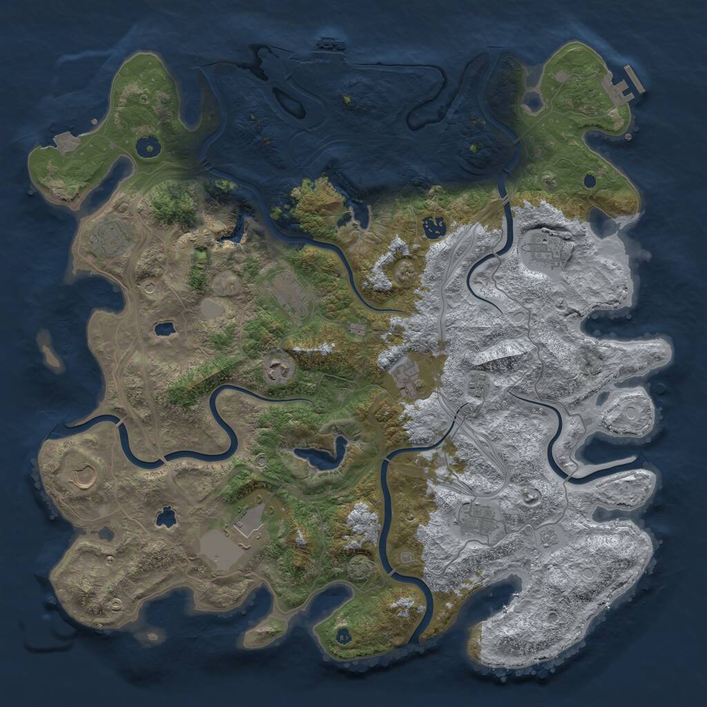 Rust Map: Procedural Map, Size: 4500, Seed: 1097499873, 16 Monuments